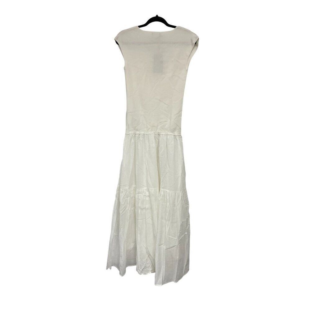 Massimo Dutti Womens Dress S White Contrast Vneck Sleeveless Maxi 6601/566 NWT - Picture 4 of 16